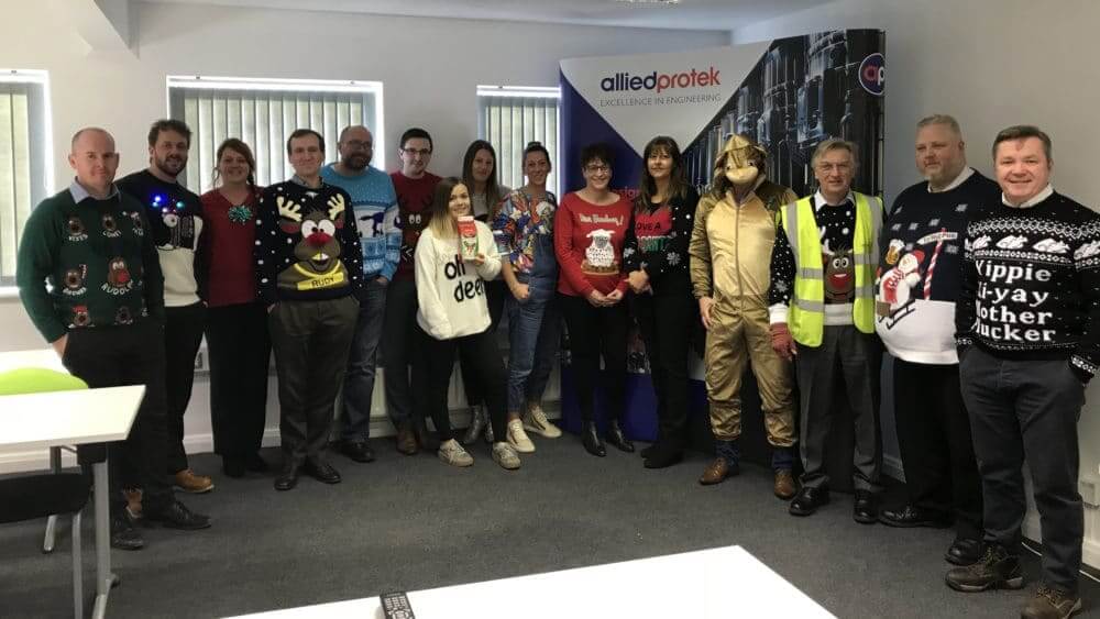 Allied Protek staff ready for Christmas Jumper Day 2017.