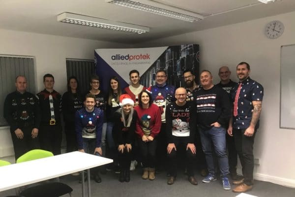 Allied Protek staff wearing Christmas Jumpers for Christmas Jumper Day 2018