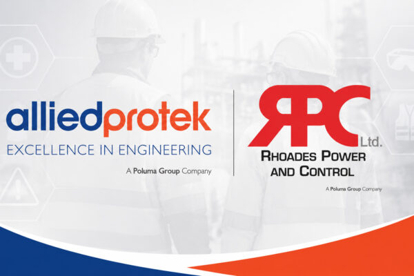 Allied Protek and Rhoades Power and Control logos on a health and safety themed background